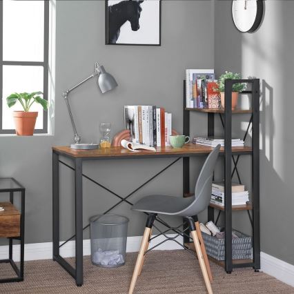 Bureau met planken SOLEA bruin/zwart
