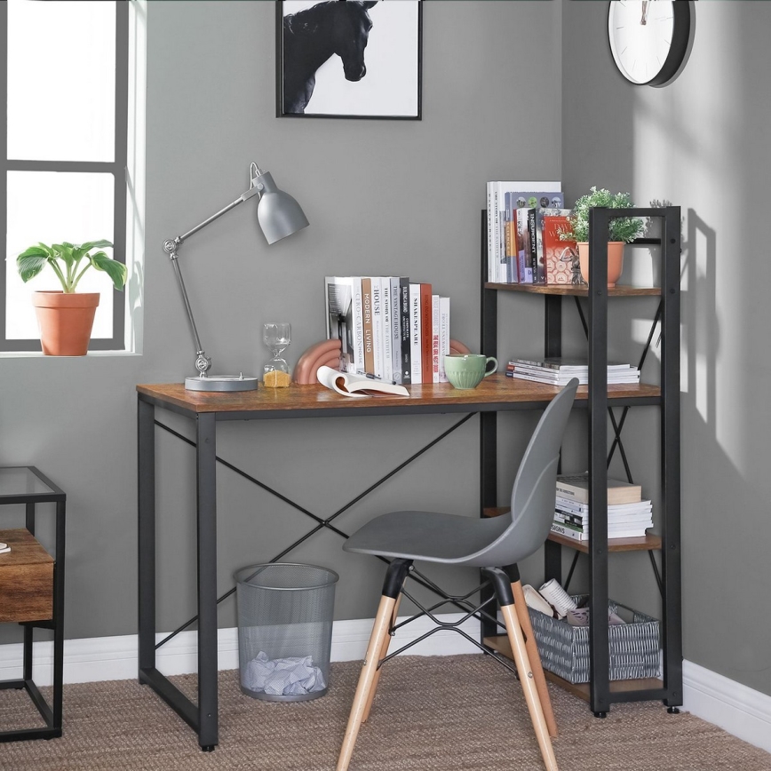 Bureau met planken SOLEA bruin/zwart