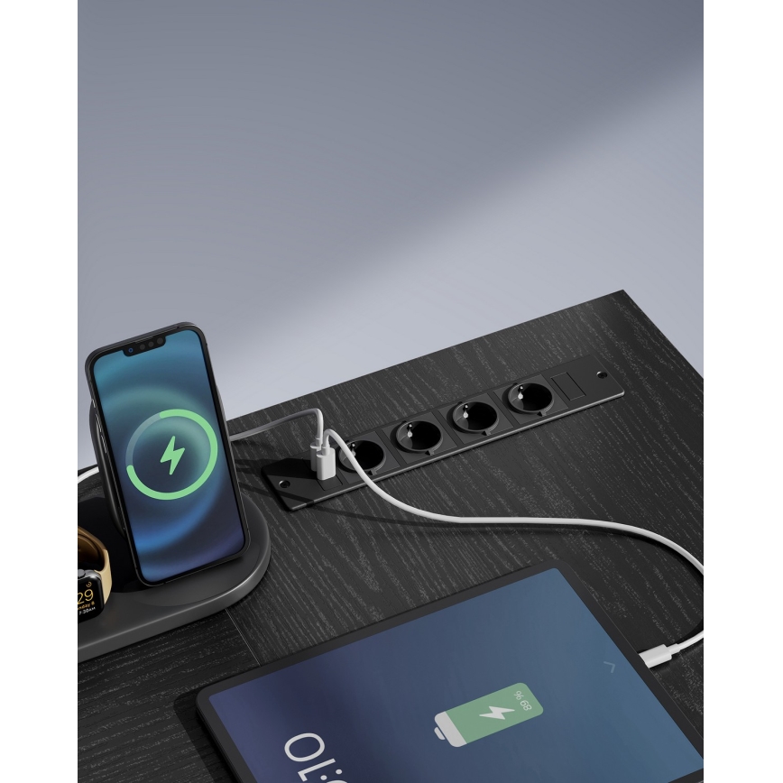 Bureau met verlichting SOLEA-X bruin/zwart