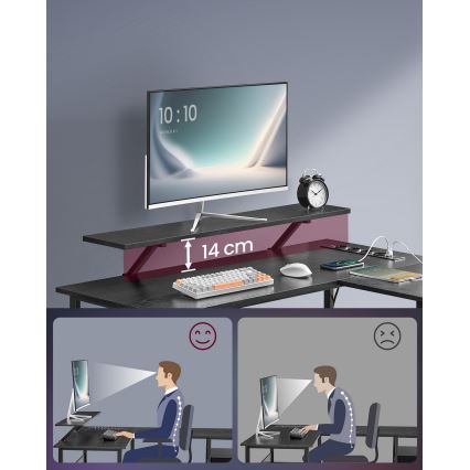 Bureau met verlichting SOLEA-X bruin/zwart