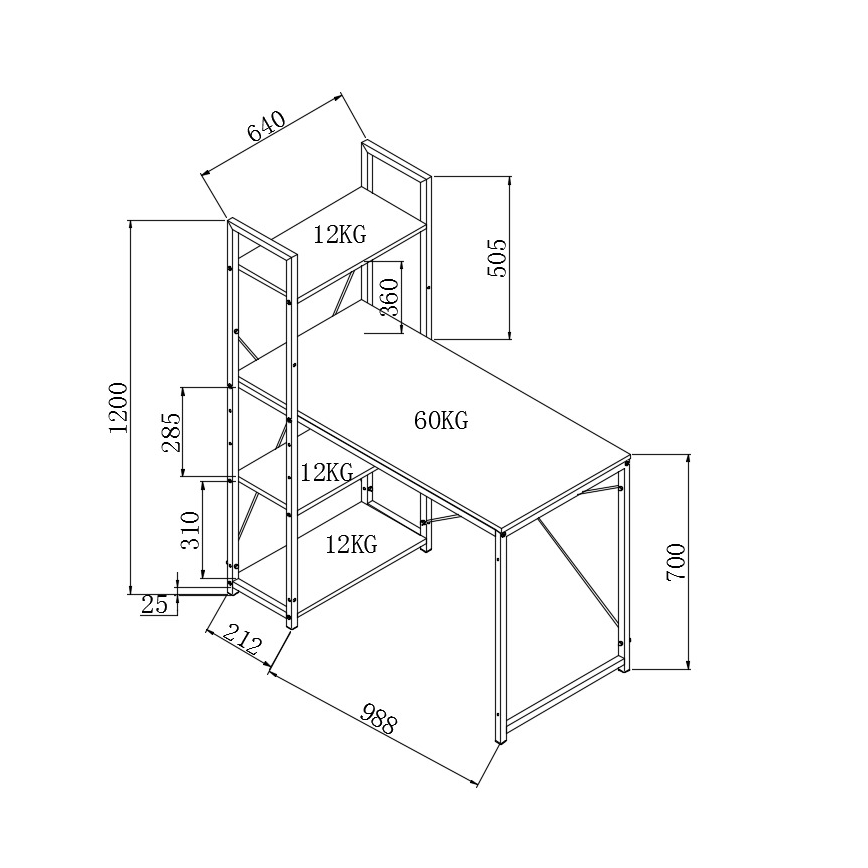 Bureau SERENOR zwart/sonoma eik