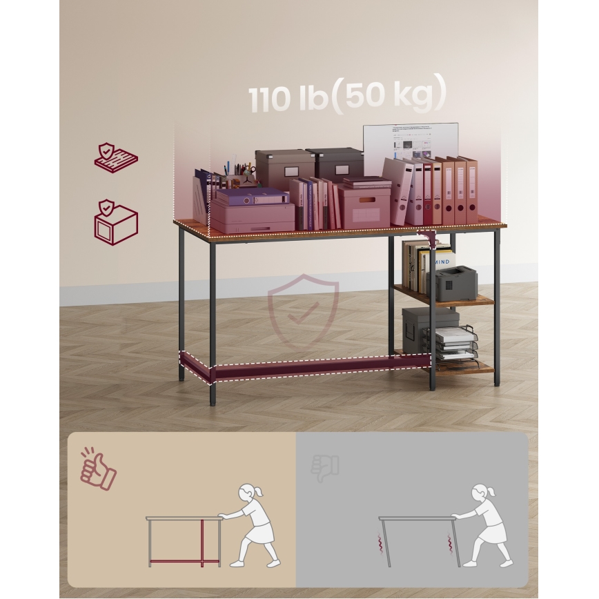 Bureau SOLEA 140x60 cm bruin/zwart