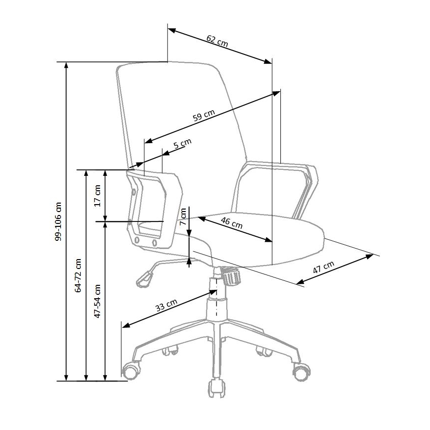Bureaustoel LONA wit/lichtgrijs