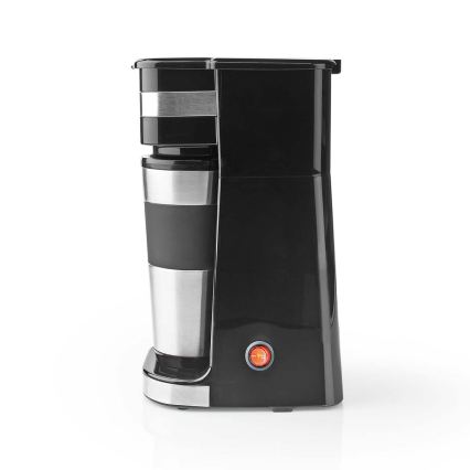 Butler - koffiezetapparaat voor één kopje 0,4 l met reisbeker 750W/230V roestvrij staal/zwart