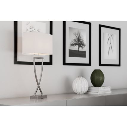 ByRydens - Tafellamp OMEGA 1xE27/5W/230V wit/glanzend chroom