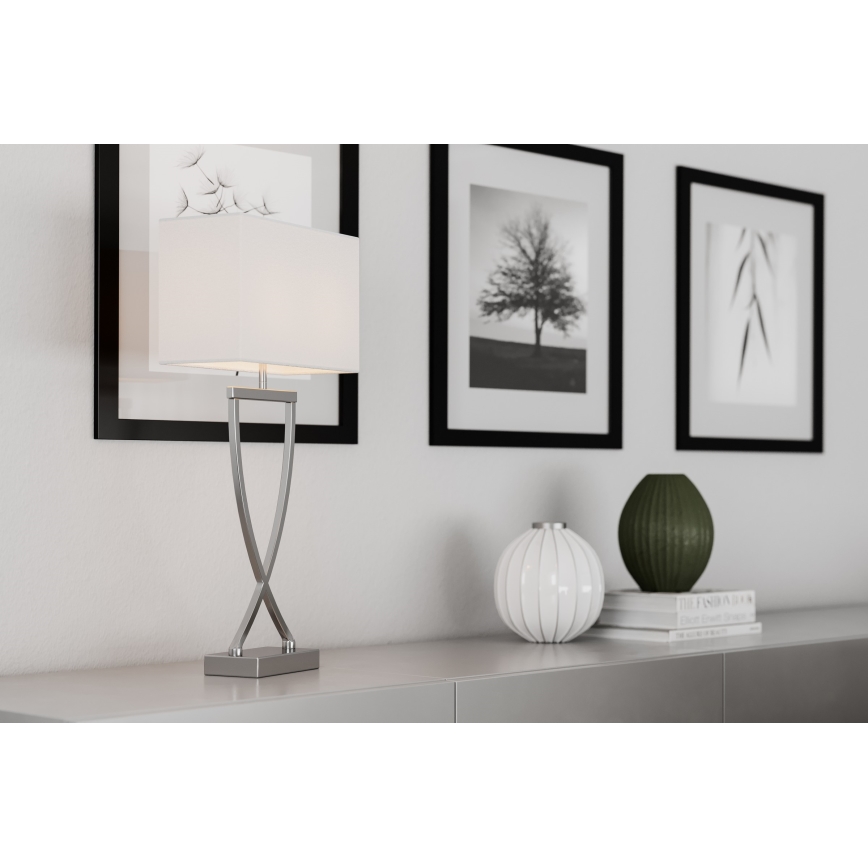 ByRydens - Tafellamp OMEGA 1xE27/5W/230V wit/glanzend chroom