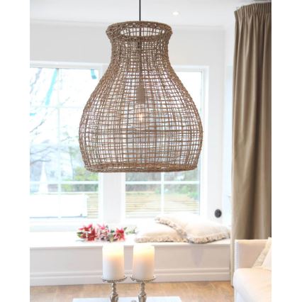 ByRydens - Hanglamp aan een koord SEAGRASS 1xE27/8W/230V beige diameter 49 cm