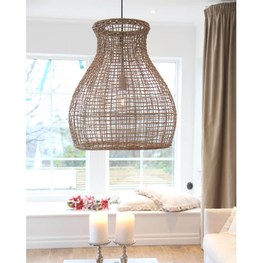 ByRydens - Hanglamp aan een koord SEAGRASS 1xE27/8W/230V beige diameter 49 cm