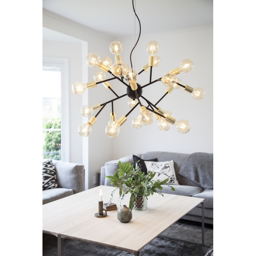 ByRydens - Hanglamp aan een koord HEROES 24xE27/5W/230V zwart diameter 80 cm