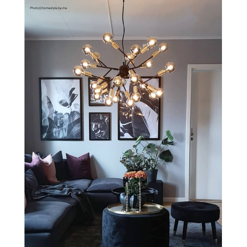 ByRydens - Hanglamp aan een koord HEROES 24xE27/5W/230V zwart diameter 80 cm