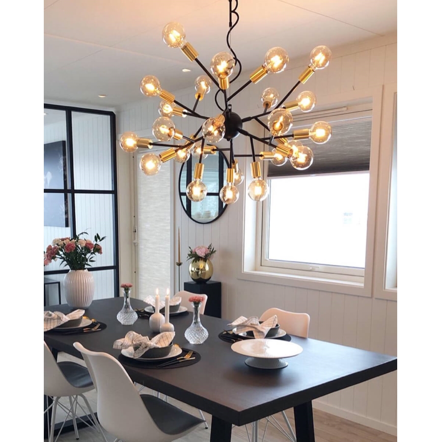 ByRydens - Hanglamp aan een koord HEROES 24xE27/5W/230V zwart diameter 80 cm