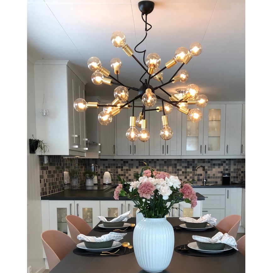 ByRydens - Hanglamp aan een koord HEROES 24xE27/5W/230V zwart diameter 80 cm