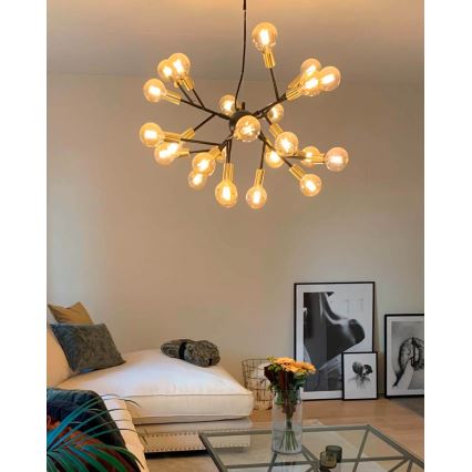 ByRydens - Hanglamp aan een koord HEROES 24xE27/5W/230V zwart diameter 80 cm