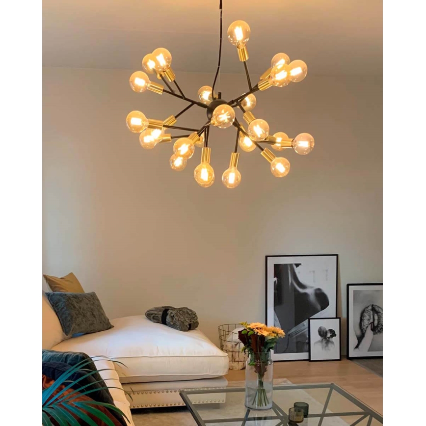 ByRydens - Hanglamp aan een koord HEROES 24xE27/5W/230V zwart diameter 80 cm