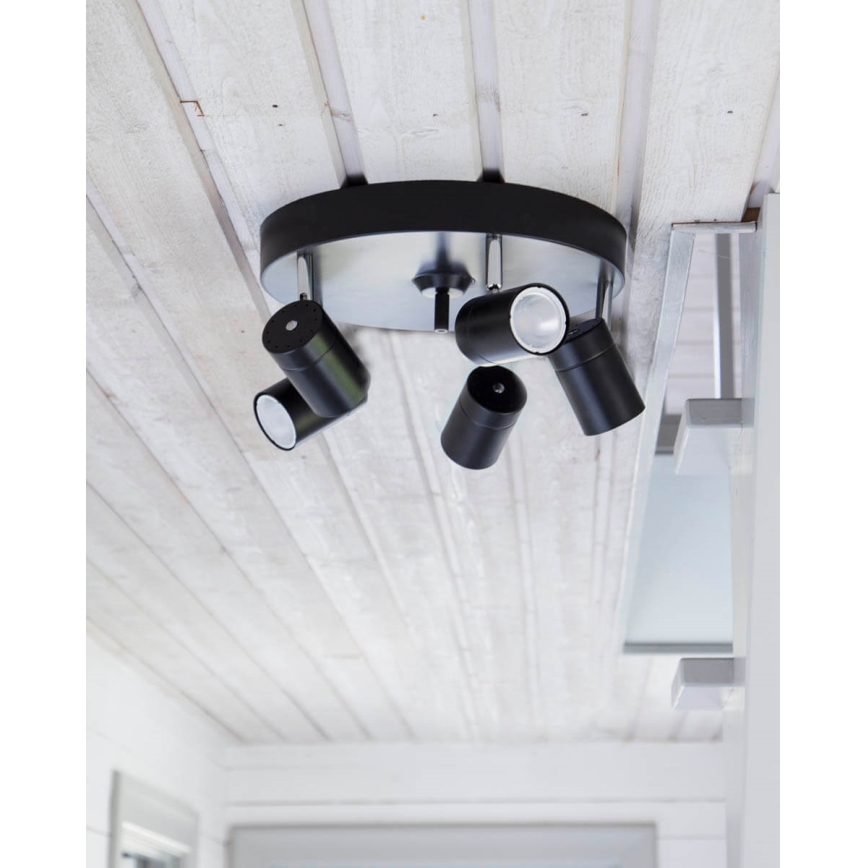 ByRydens - Plafondspot CORRECT 5xGU10/7W/230V zwart Ø 30 cm
