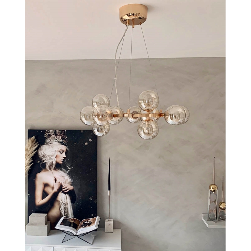 ByRydens - Hanglamp aan een koord SPLENDOR 15xG9/5W/230V gerookt/bruin diameter 58 cm