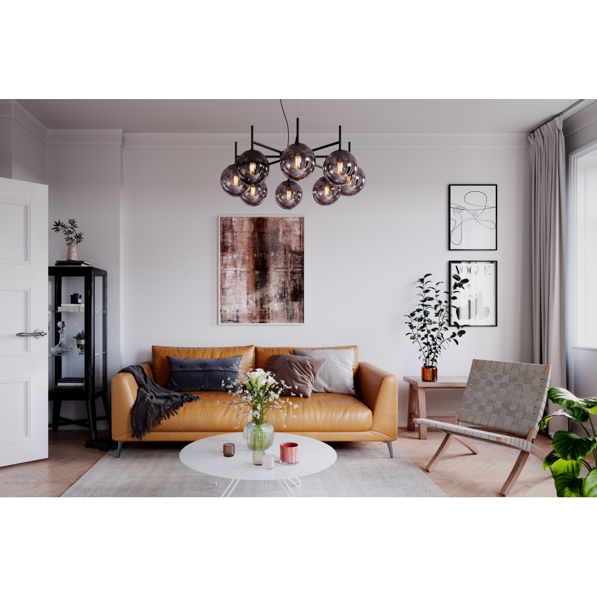 ByRydens - Hanglamp aan een koord BOYLE 8xE27/5W/230V gerookt/zwart diameter 83 cm