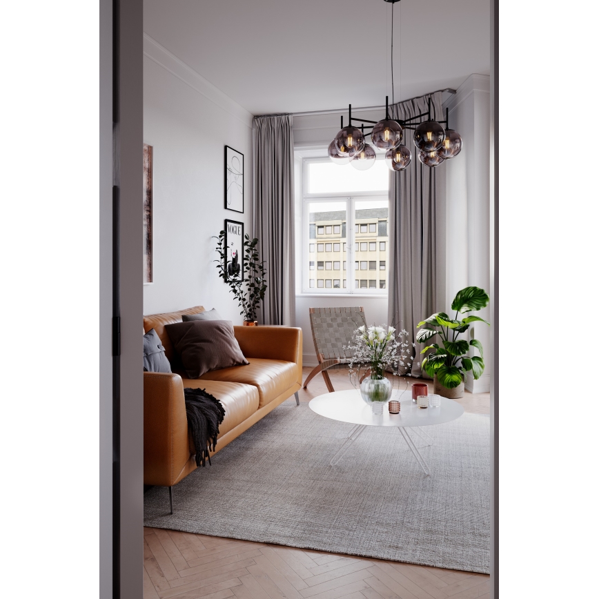 ByRydens - Hanglamp aan een koord BOYLE 8xE27/5W/230V gerookt/zwart diameter 83 cm