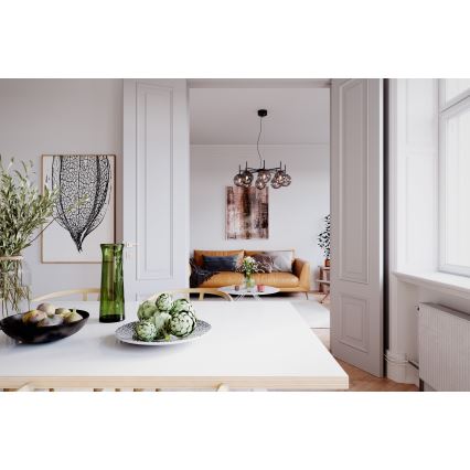ByRydens - Hanglamp aan een koord BOYLE 8xE27/5W/230V gerookt/zwart diameter 83 cm
