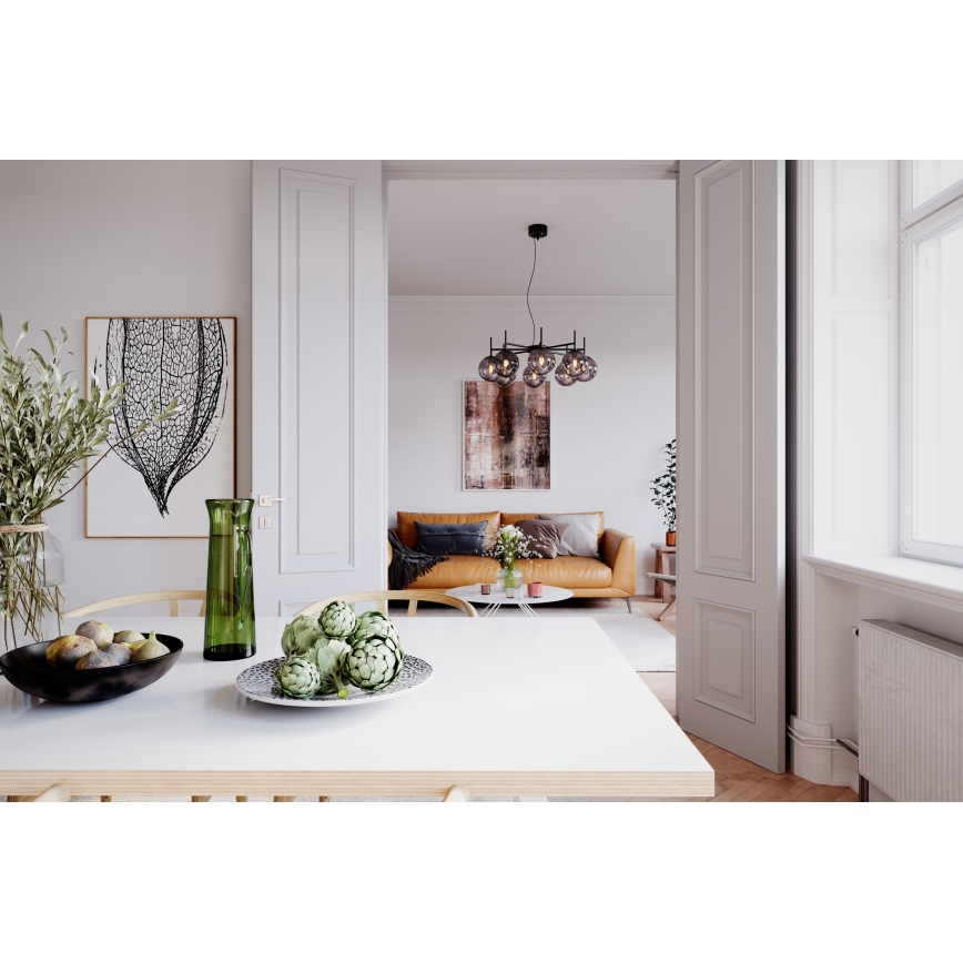 ByRydens - Hanglamp aan een koord BOYLE 8xE27/5W/230V gerookt/zwart diameter 83 cm