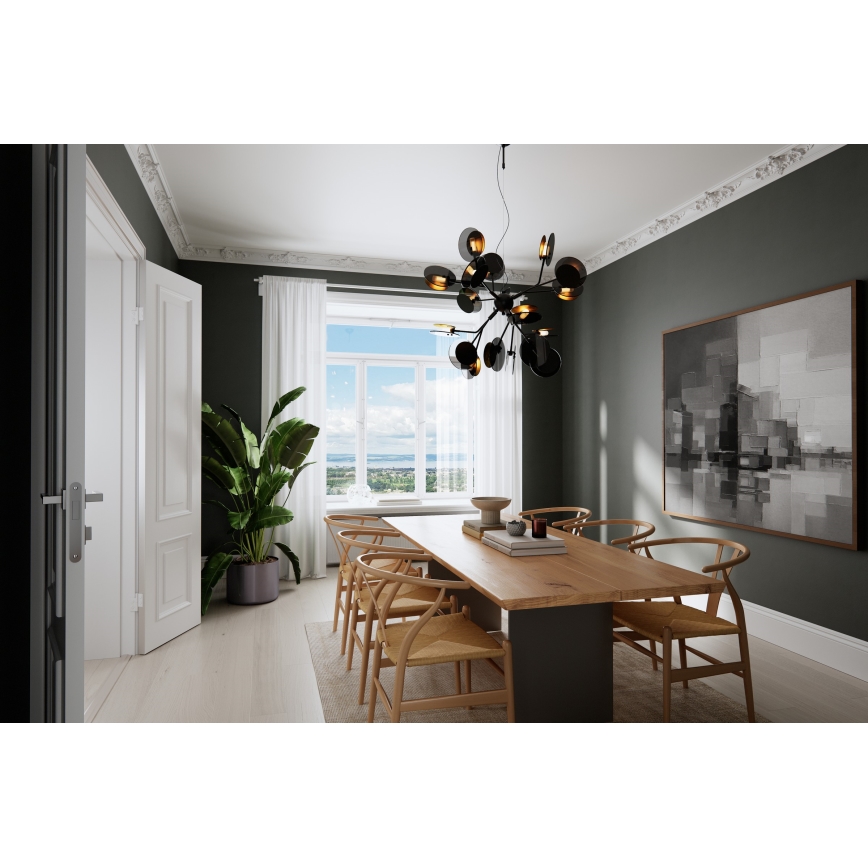 ByRydens - Hanglamp aan een koord TURNO 18xG9/4W/230V goud/zwart diameter 80 cm
