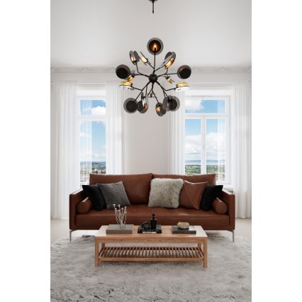 ByRydens - Hanglamp aan een koord TURNO 18xG9/4W/230V goud/zwart diameter 80 cm