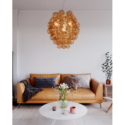 ByRydens - Hanglamp aan een koord DELUXE 4xE14/5W/230V gerookt/bruin diameter 64 cm