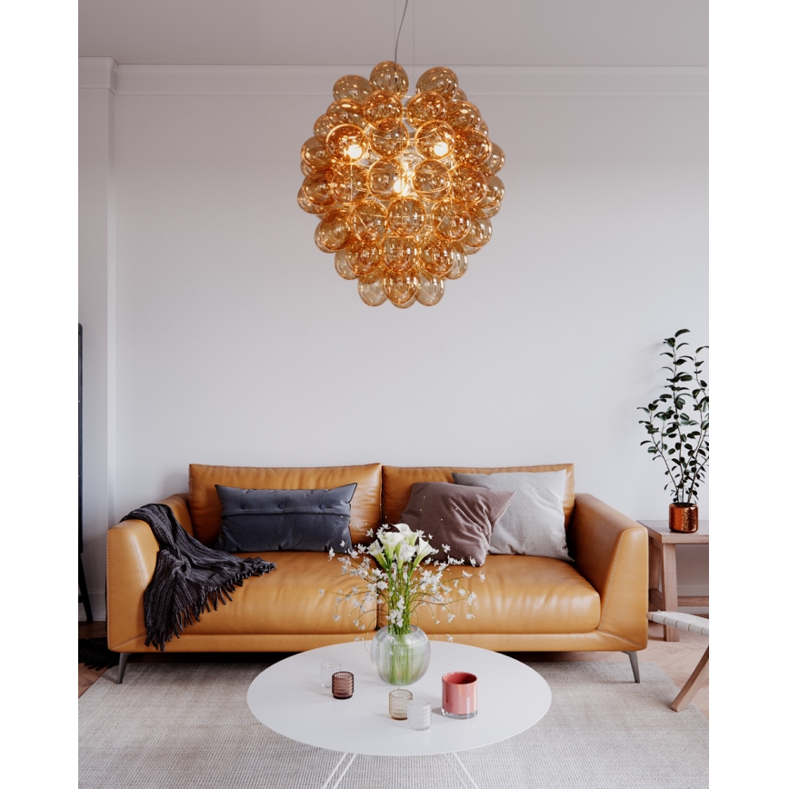 ByRydens - Hanglamp aan een koord DELUXE 4xE14/5W/230V gerookt/bruin diameter 64 cm