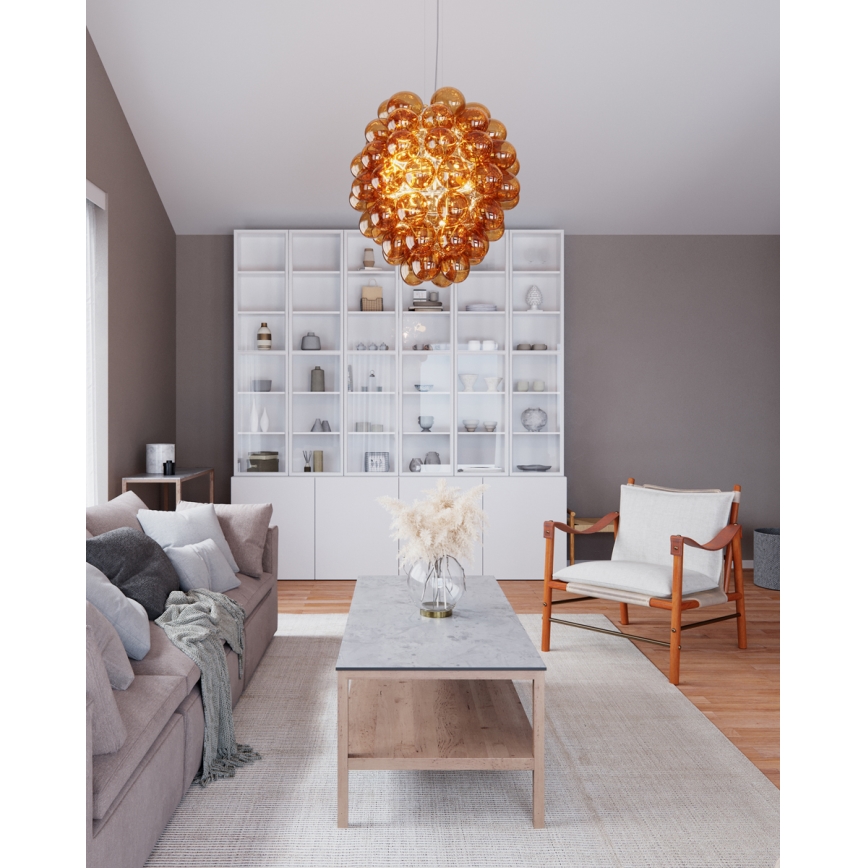 ByRydens - Hanglamp aan een koord DELUXE 4xE14/5W/230V gerookt/bruin diameter 64 cm