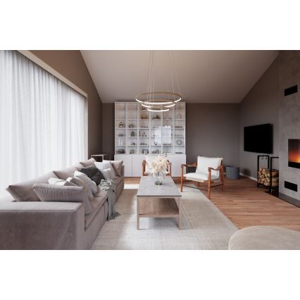 ByRydens - LED Hanglamp aan een koord TRIONE LED/45W/230V bruin diameter 80 cm