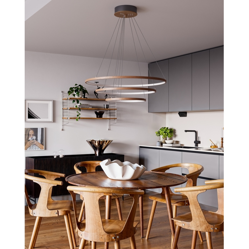 ByRydens - LED-hanglamp aan kabel TRIONE LED/45W/230V bruin Ø 80 cm