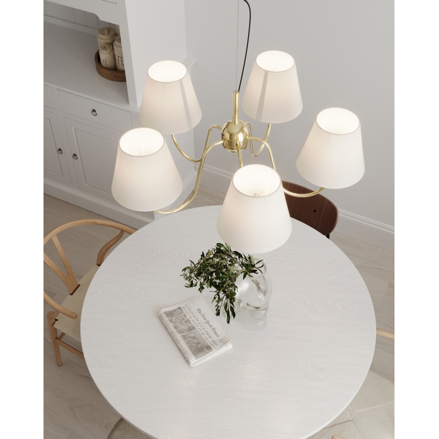 ByRydens - Hanglamp aan kabel LYNF 5xE14/8W/230V messing/wit