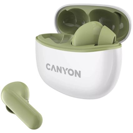 Canyon - Draadloos stereo earphones True Draadloos 500 mAh + 2x 40 mAh wit/groen