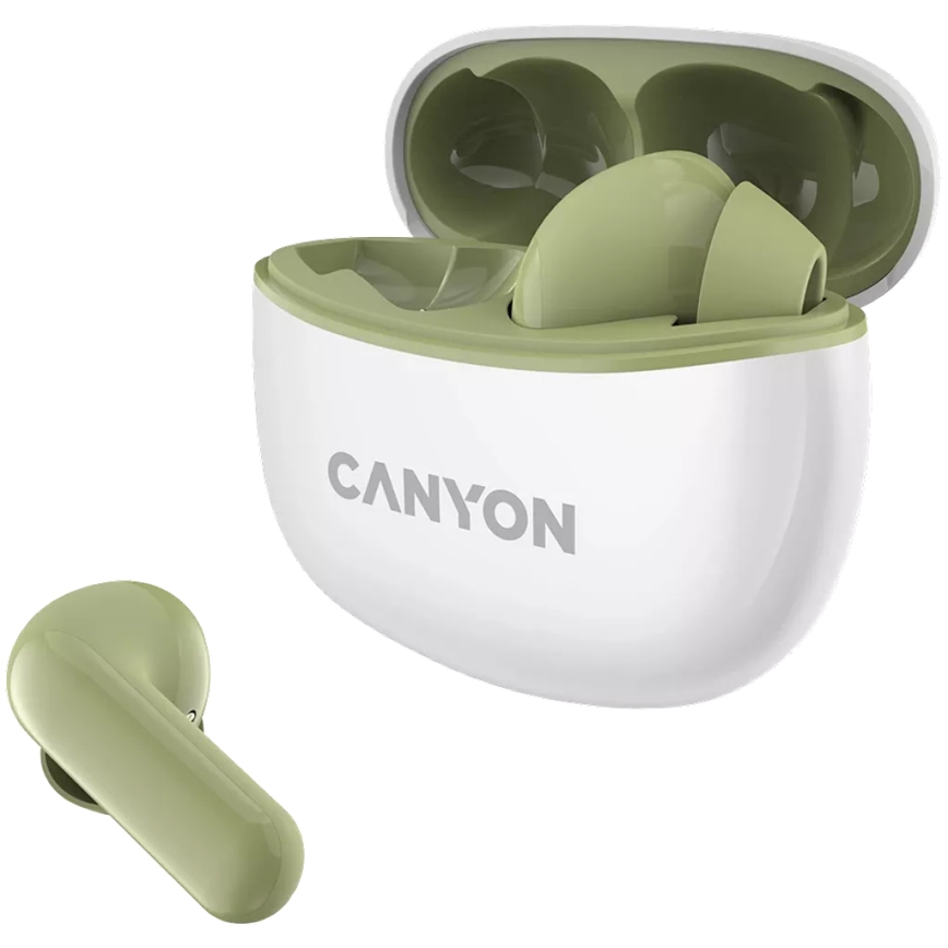 Canyon - Draadloos stereo earphones True Draadloos 500 mAh + 2x 40 mAh wit/groen