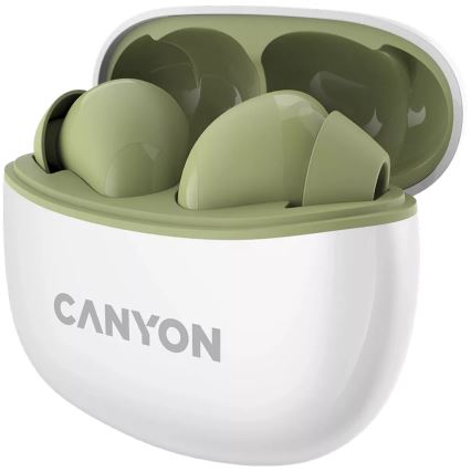 Canyon - Draadloos stereo earphones True Draadloos 500 mAh + 2x 40 mAh wit/groen