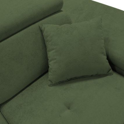 CASTELO uitklapbare L-hoekbank met opbergruimte, rechts, groen