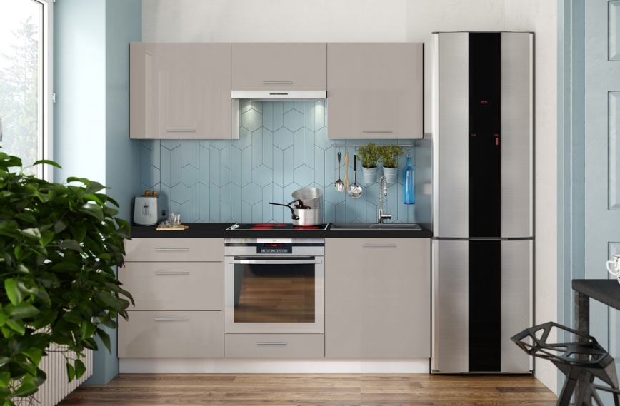 CELESTE Keukenblok 180 cm Glanzend Taupe