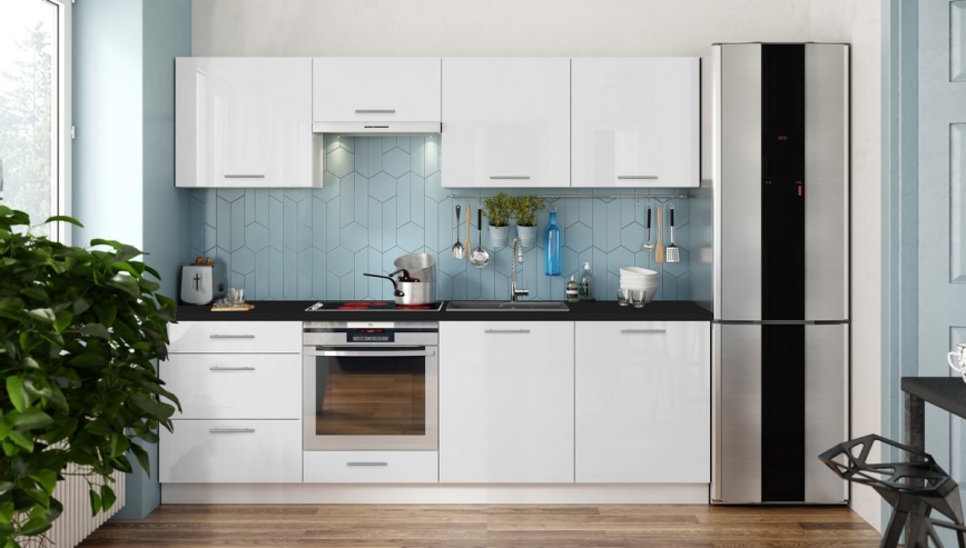 CELESTE Keukenunit 240 cm Glanzend Wit