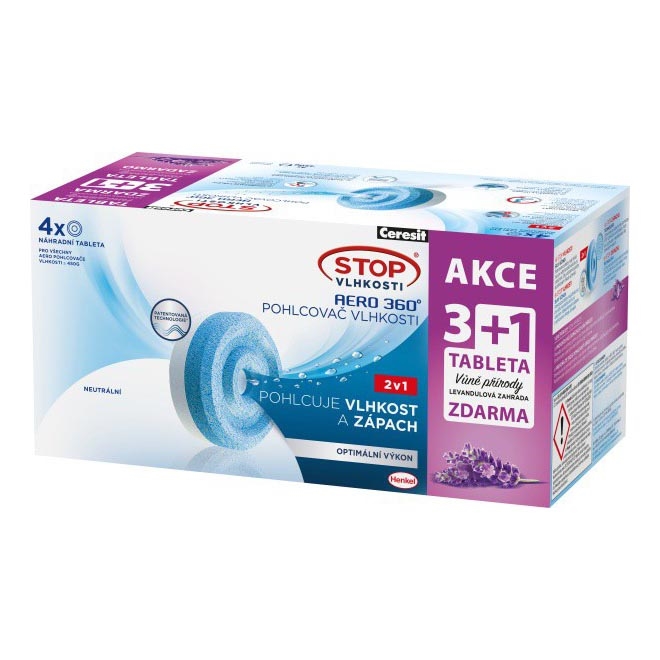 Ceresit - Tabletten voor 2-in-1 vochtvreter AERO 360° 4 x 450 g lavendel