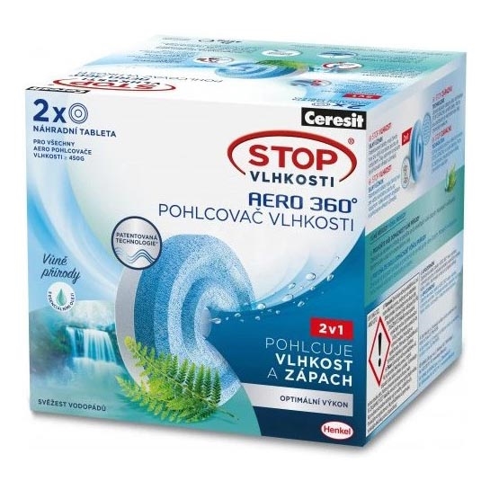 Ceresit - Tabletten voor luchtontvochtigers 2-in-1 AERO 360° 2x 450 g frisse watervalgeur