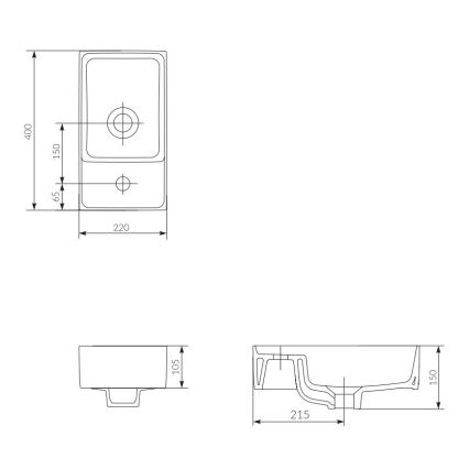 Cersanit K114-004 - Opbouwwastafel CREA 22x40 cm keramiek/glanzend wit