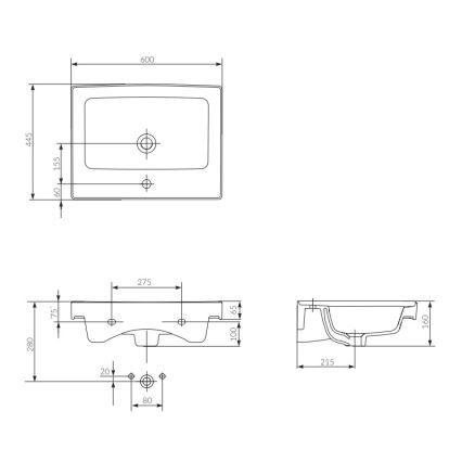 Cersanit K114-006 - Inbouwwastafel CREA 44,5x60 cm keramiek/glanzend wit