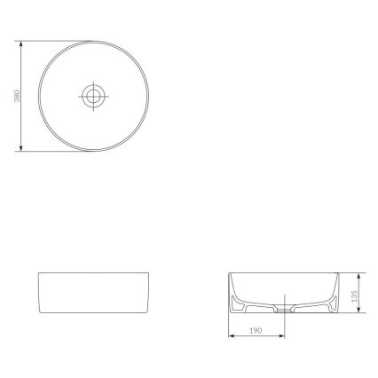 Cersanit K114-020 - Aanrecht wastafel CREA diameter 38 cm keramiek/glanzend wit