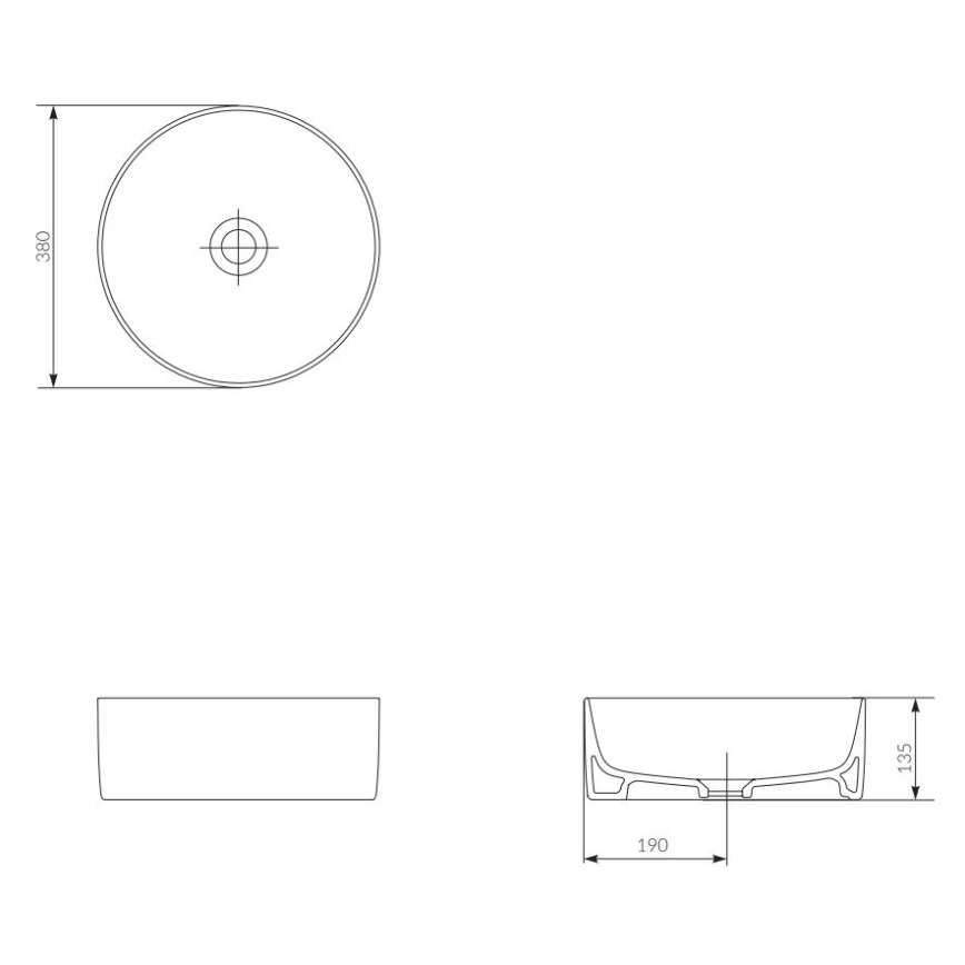 Cersanit K114-020 - Aanrecht wastafel CREA diameter 38 cm keramiek/glanzend wit