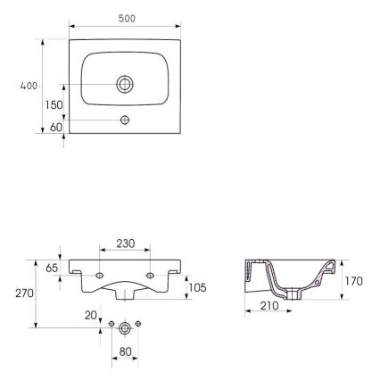 Cersanit K116-009 - Inbouwwastafel MODUO 40x50 cm keramiek/glanzend wit