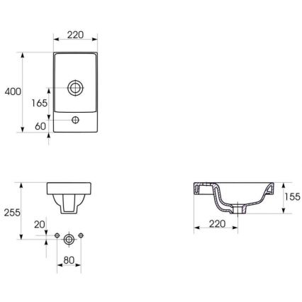 Cersanit K116-016 - Inbouwwastafel MODUO 22x40 cm keramiek/glanzend wit
