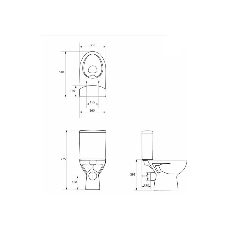 Cersanit K27-062 - Staande toilet PARVA keramiek/wit