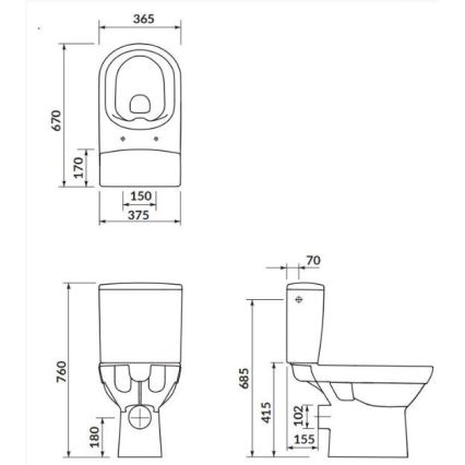 Cersanit K35-037 - Staand toilet CITY met toiletbril, keramiek/wit