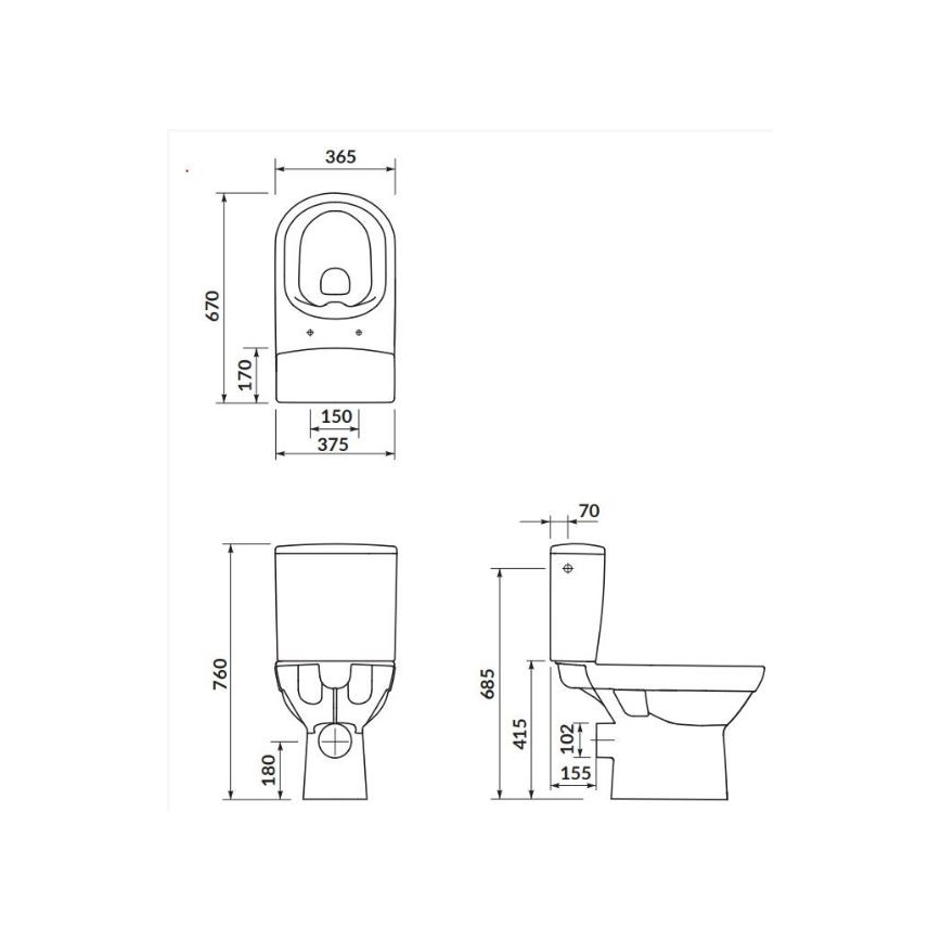 Cersanit K35-037 - Staande toilet met toiletzitting CITY keramiek/wit