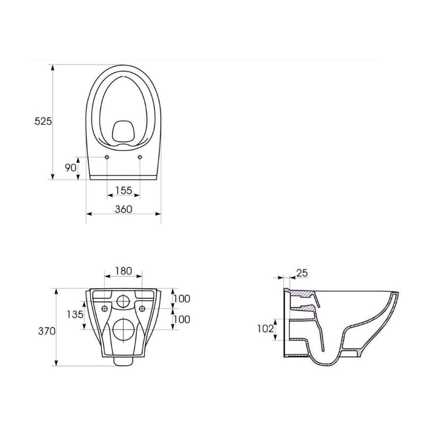 Cersanit K701-147 - Hangend toilet met toiletbril SAVIO keramiek/wit